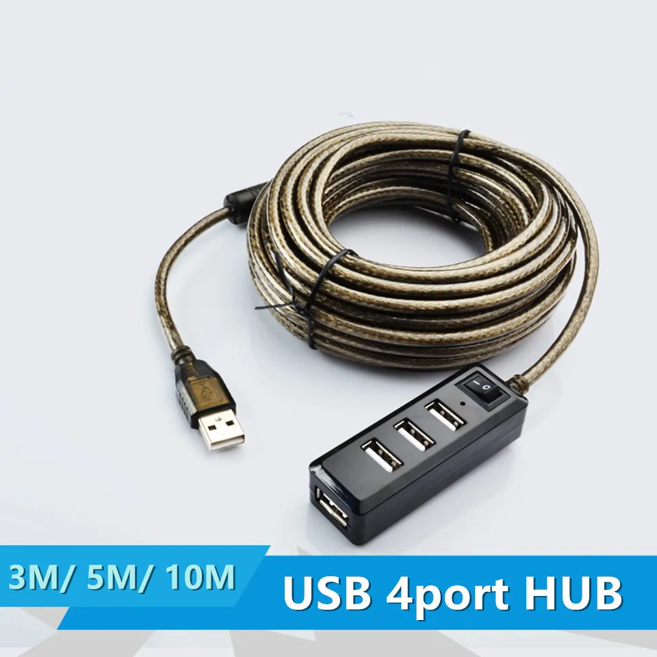 4-portowy przedłużacz USB 2.0 HUB męski na żeński aktywny wzmacniacz Wbudowany chipset IC Podwójnie ekranowany 3M 5M 10M 15M