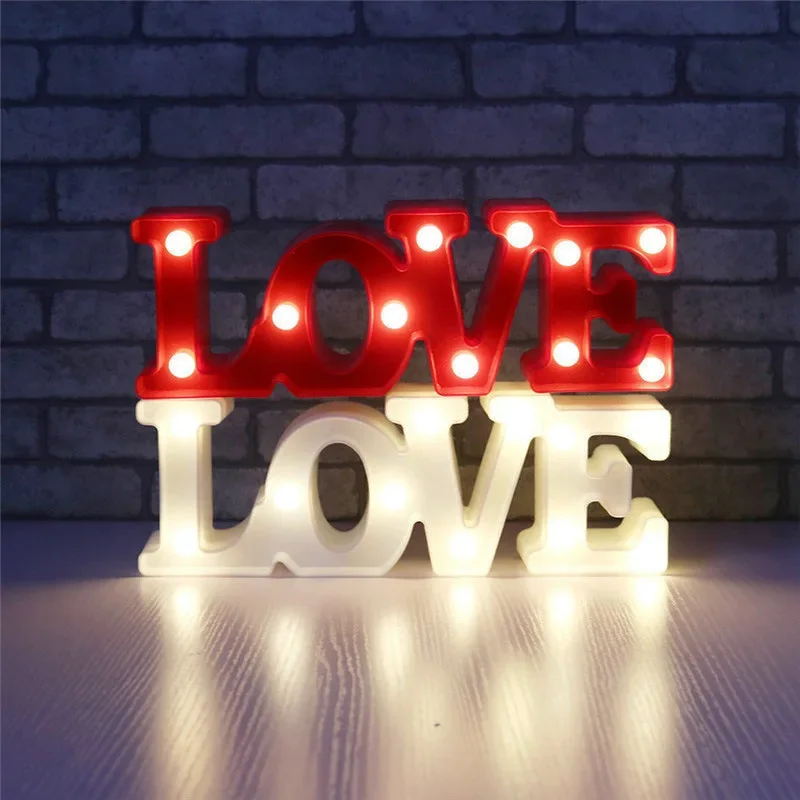 Romantischer Valentinstag-Antrag, 3D-LIEBE, LED-Buchstabenschild, Nachtlicht, Herz, Festzelt, Tischlampe, Laternen, Lampe für Weihnachten, Hochzeit