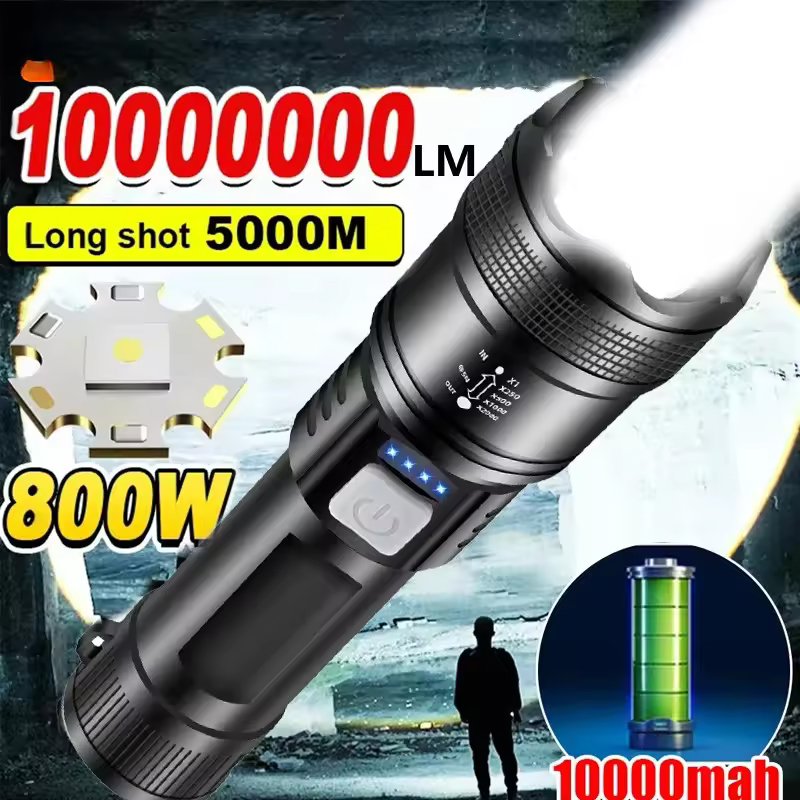 強力な P70 Led 懐中電灯 5000LM 超高輝度戦術的なライト緊急スポットライト伸縮ズームライト内蔵バッテリー