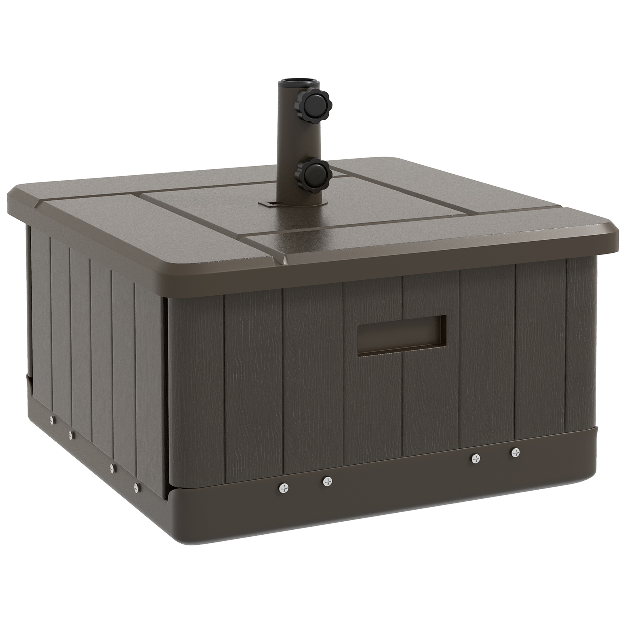 Base de guarda-chuva para pátio Outsunny com rodas, mesa final, caixa de plantador, preta