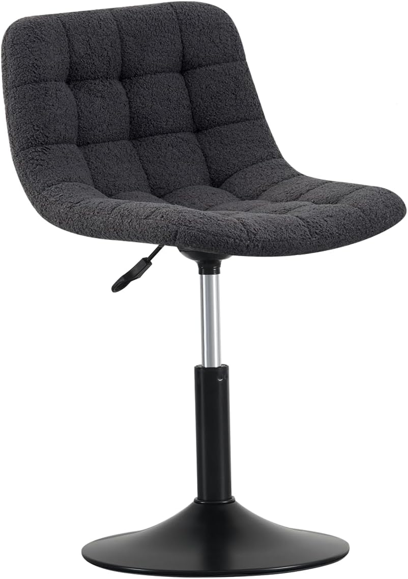 mcc direct Soft Fabric Dressing Table Chair, Height Adjustable Swivel Desk Home Office Chair with Footrest and Metal Base- Drake