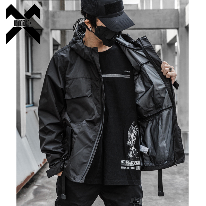 2022 herbst Taktische Jacken Windjacke Männer Funktionale Techwear Herren Schwarz Hip Hop Streetwear Wasserdicht Winddicht Mit Kapuze Mäntel