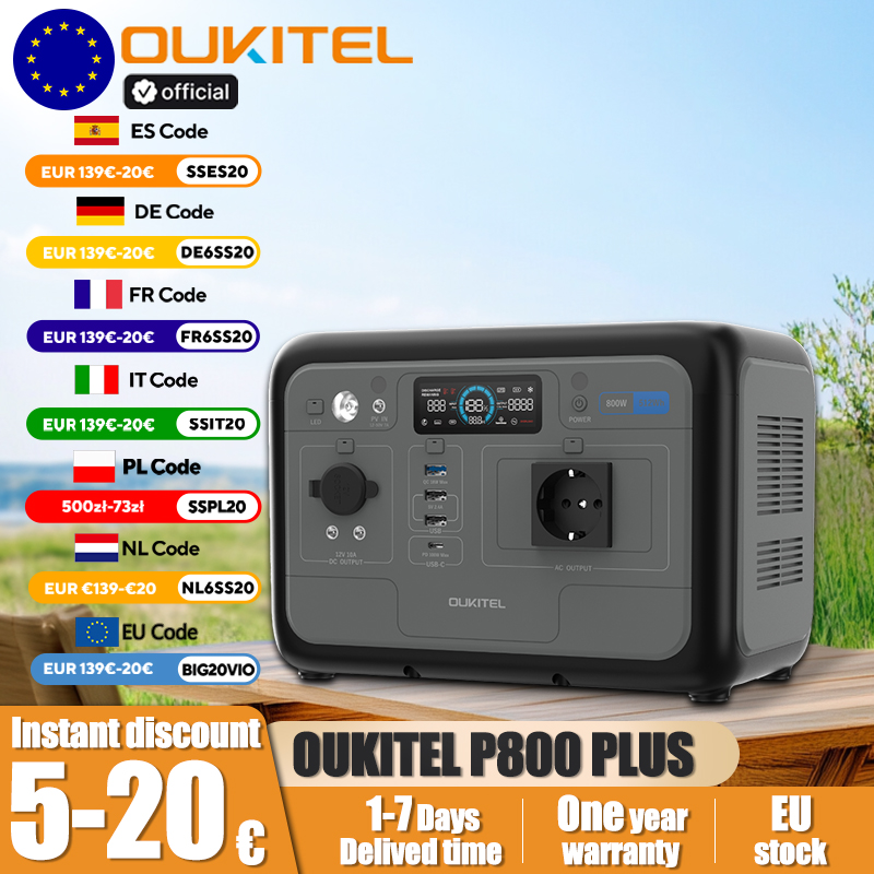 Estação de energia portátil OUKITEL P800E 800W Potência de saída 512Wh LiFePO4 Família Energia de backup para acampamento ao ar livre Energia móvel