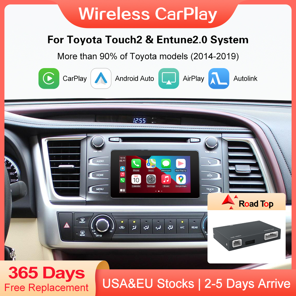 Decodificador inalámbrico para coche, dispositivo con Android, Carplay, para TOYOTA Touch2, Entune2.0, Highlander, Auris, Sienna, Prius, Yaris, Camry, Corolla, Avensis, RAV4