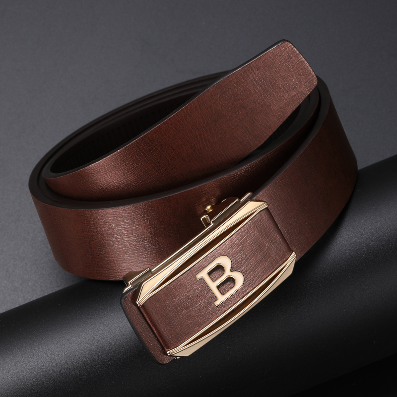 Luxus berühmte Marke Mode b Brief Kaffee gürtel hochwertige Herren automatische Schnalle lässig klassischen schwarzen Gürtel Ceinture Homme