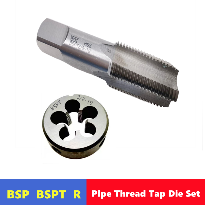 Conjunto de 2 Peças de Machos e Cossinetes para Rosca de Tubos BSP BSPT R 1/8 1/4 3/8 1/2 3/4 1 Polegada 2 Polegadas, Utilizado para Ferramentas de Rosqueamento de Tubos