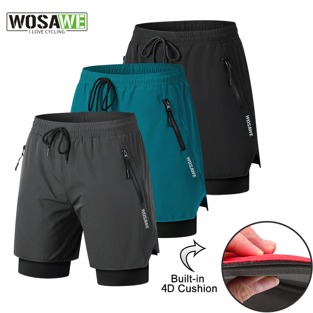 WOSAWE vtt Shorts été hommes cyclisme Shorts 2 en 1 VTT rembourré Shorts Double couche descente vélo séchage rapide pantalons courts