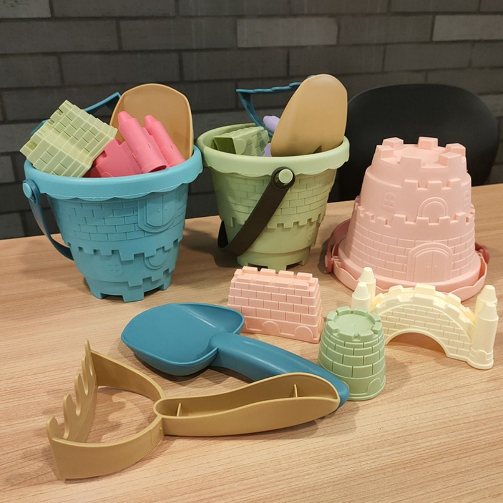 Outdoor Sand Toys Set para crianças, Beach Castle, Bucket Shovel, Rake, Mold, Kit de escavação, jogo interativo pai-filhos, 6Pcs