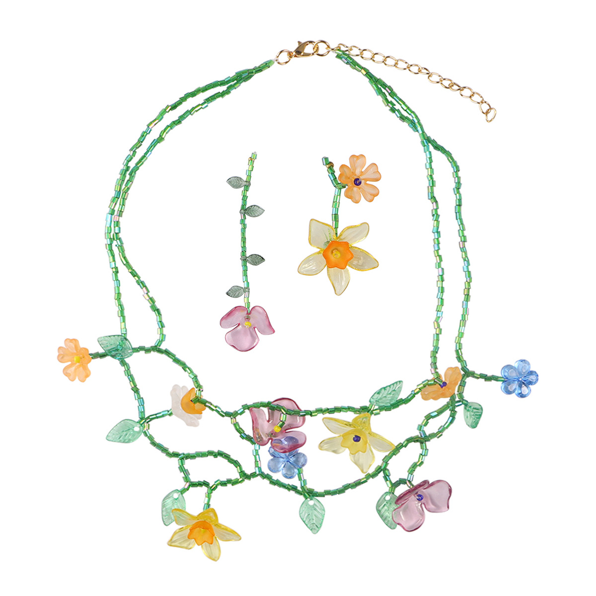 Lifefontier Bohemen Asymmetrische Acryl Kleurrijke Bloem Oorbellen Voor Vrouwen Handgemaakte Kralen Bloemen Bruiloft Oorbel Sieraden
