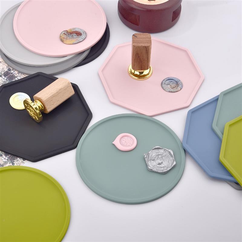 Almofada de silicone para selo de cera, octógono, redondo, selagem, envelope, convite, DIY Scrapbook Tool, Table Cup Isolation Pad