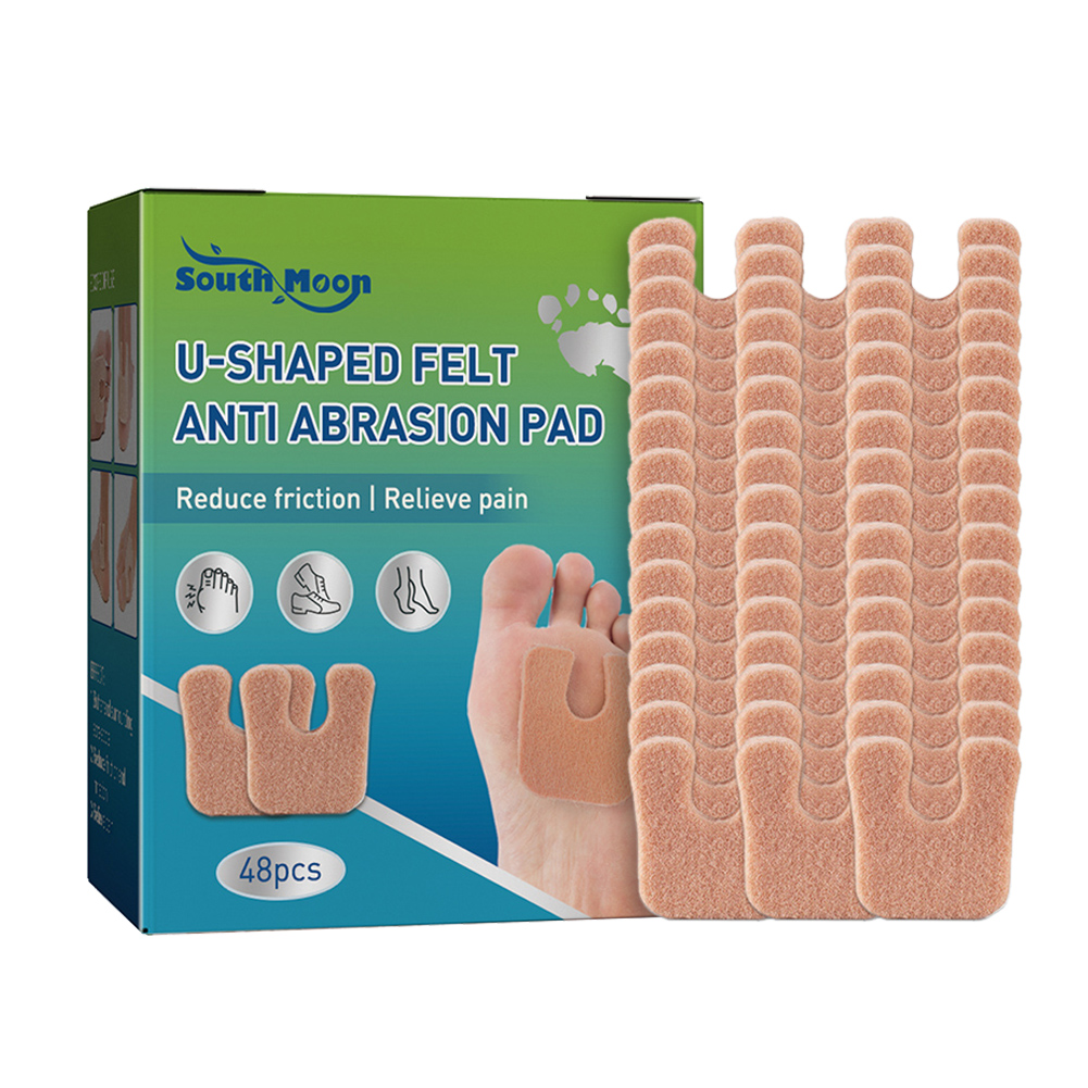 48 Uds. Cojín anticallus para pies, almohadillas suaves y cómodas de fieltro en forma de U para callos, reducción de fricción, alivio de la presión del dolor, cuidado de los pies