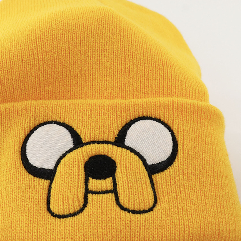 Chapéu de malha bordado com padrão de cachorrinho fofo, chapéu de proteção de ouvido amarelo, chapéu quente versátil para outono e inverno, 1 peça