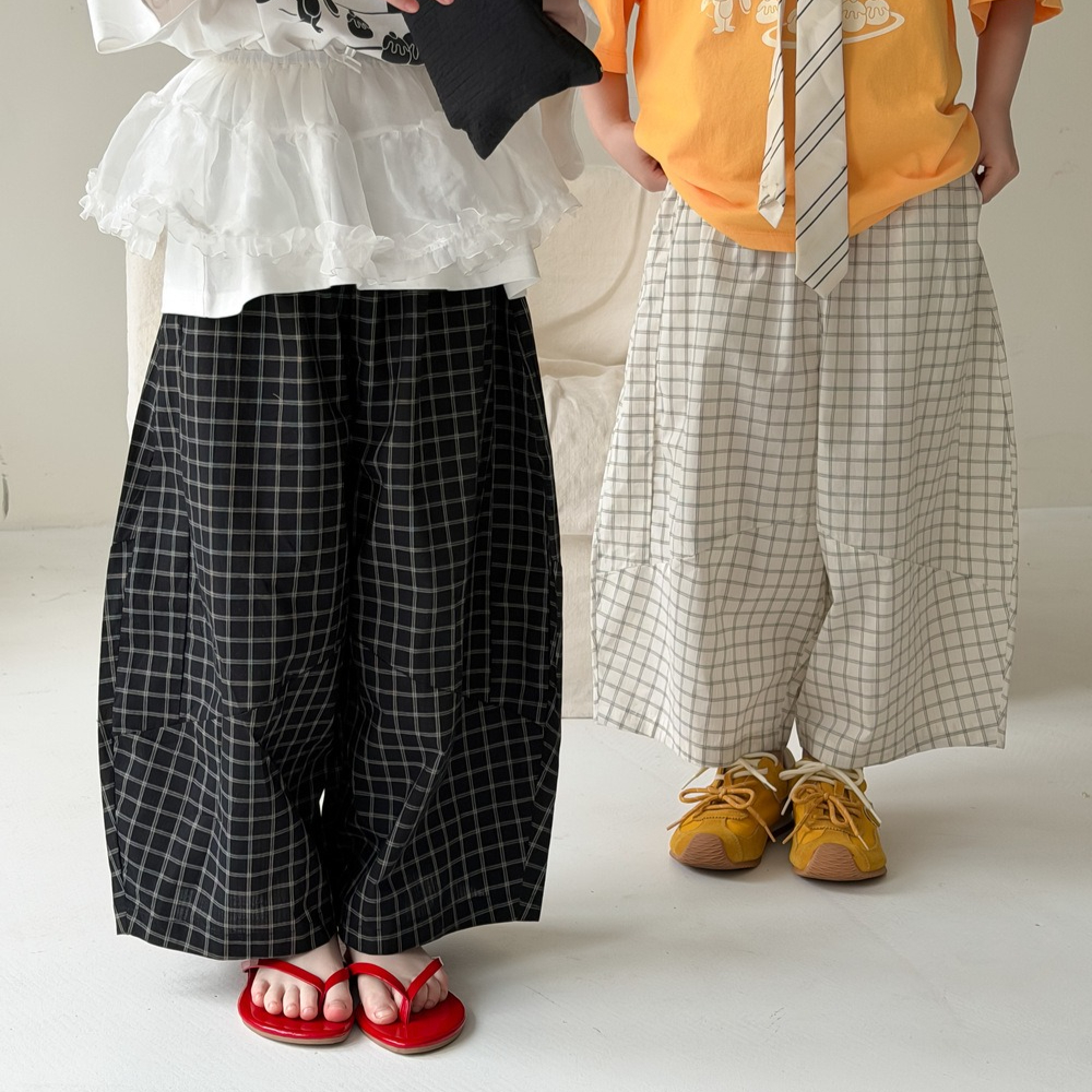 Hosen 2026 Frühling und Sommer Neue Kinderkleidung Koreanischer Stil Jungen und Mädchen Mode Lässige Weite Karierte Hosen
