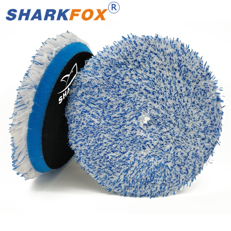 Sharkfox 1 Pezzi 5/6 pollici Tampone di Lucidatura In Microfibra Per Auto Corpo Polacco Micro Fibra Lucidatura Ruote Per DA/RO Auto Lucidatore