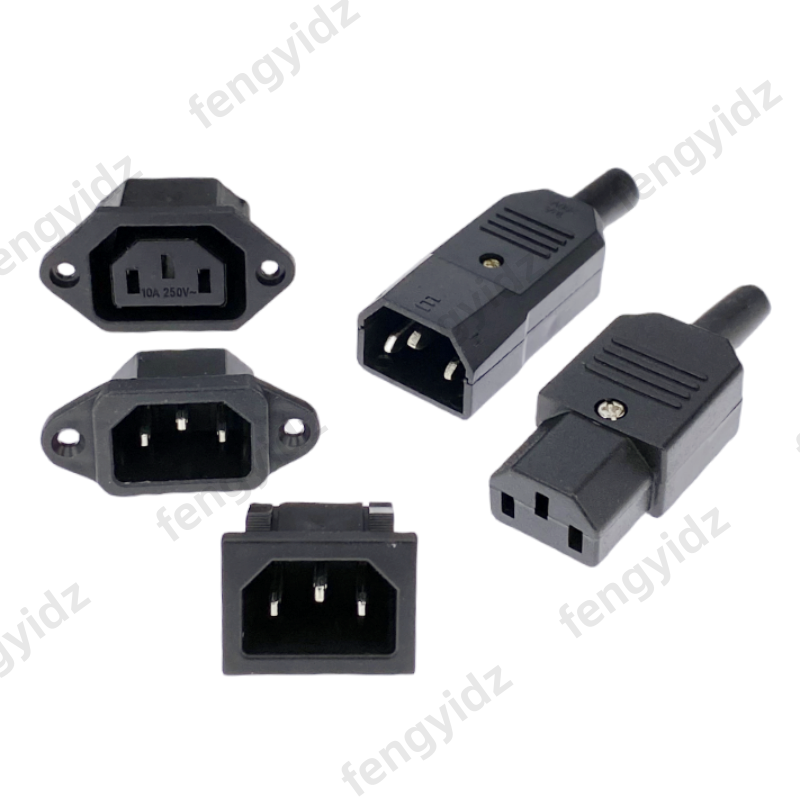 IEC320 C14 C13 ไฟฟ้า AC ซ็อกเก็ต 3 หญิงชาย Inlet ปลั๊ก 3pin SOCKET MOUNT