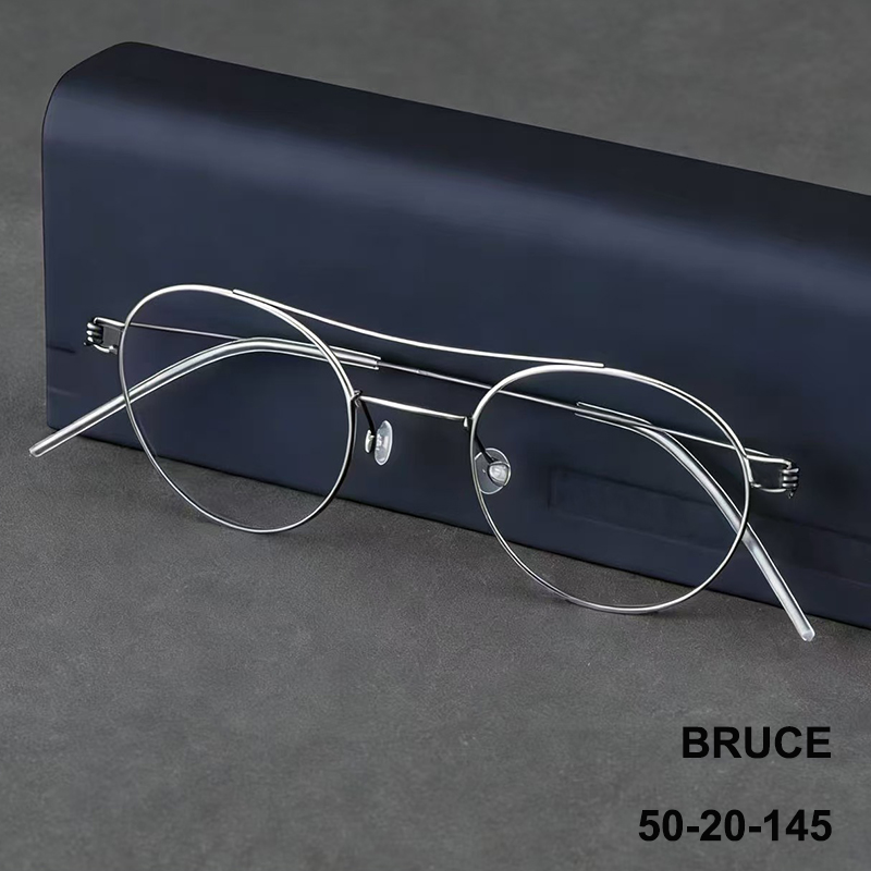 Bingkai Kacamata Bulat Merek Denmark, Ultralight Titanium Pilot Double Beam, Bingkai Kacamata Wanita Fashion, Kacamata Desainer Langka