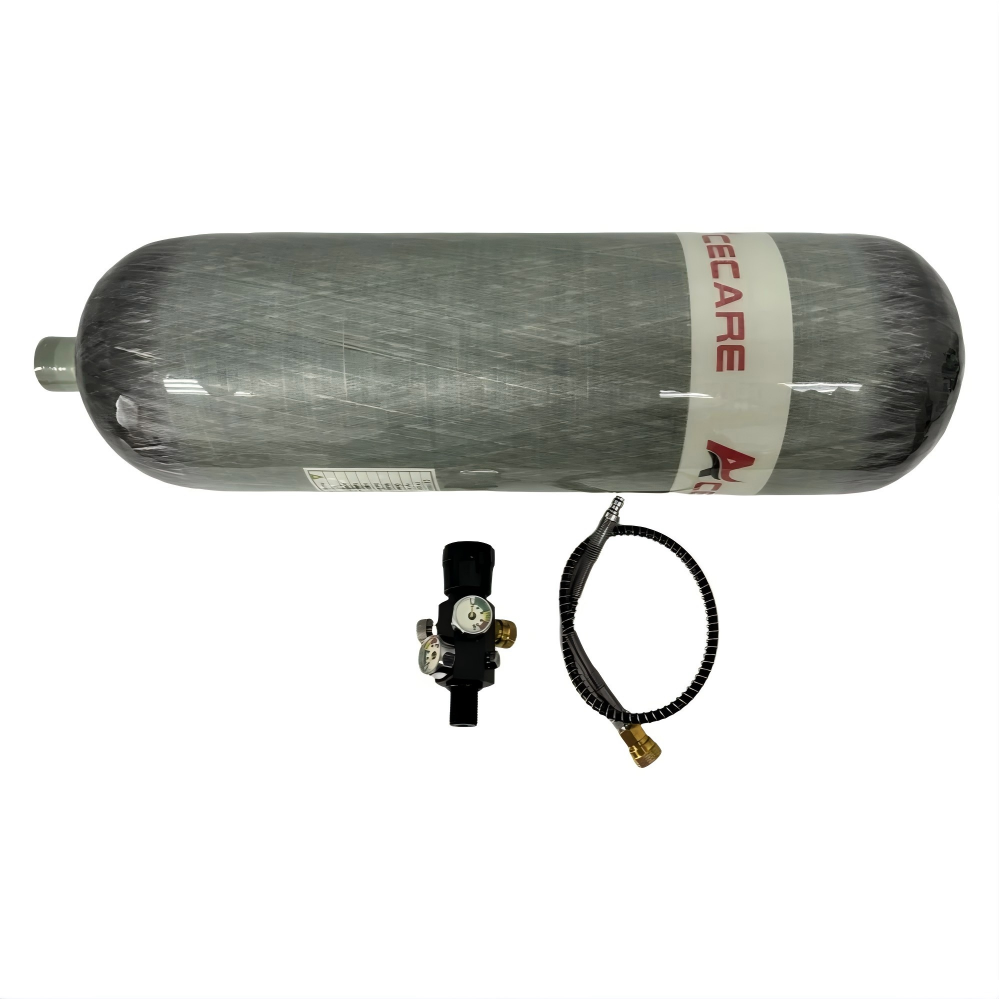ACECARE 300Bar 6.8L Cylindre en fibre de carbone avec régulateur, manomètre, valve 4500psi, station de remplissage HPA, réservoir de plongée sous-marine M18*1.5