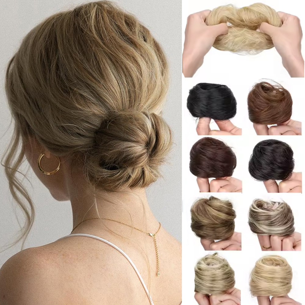 Extensiones de Cabello Sintético Elegantes para Mujer, con Bandas Elásticas de Goma, Accesorios Lindos para el Cabello