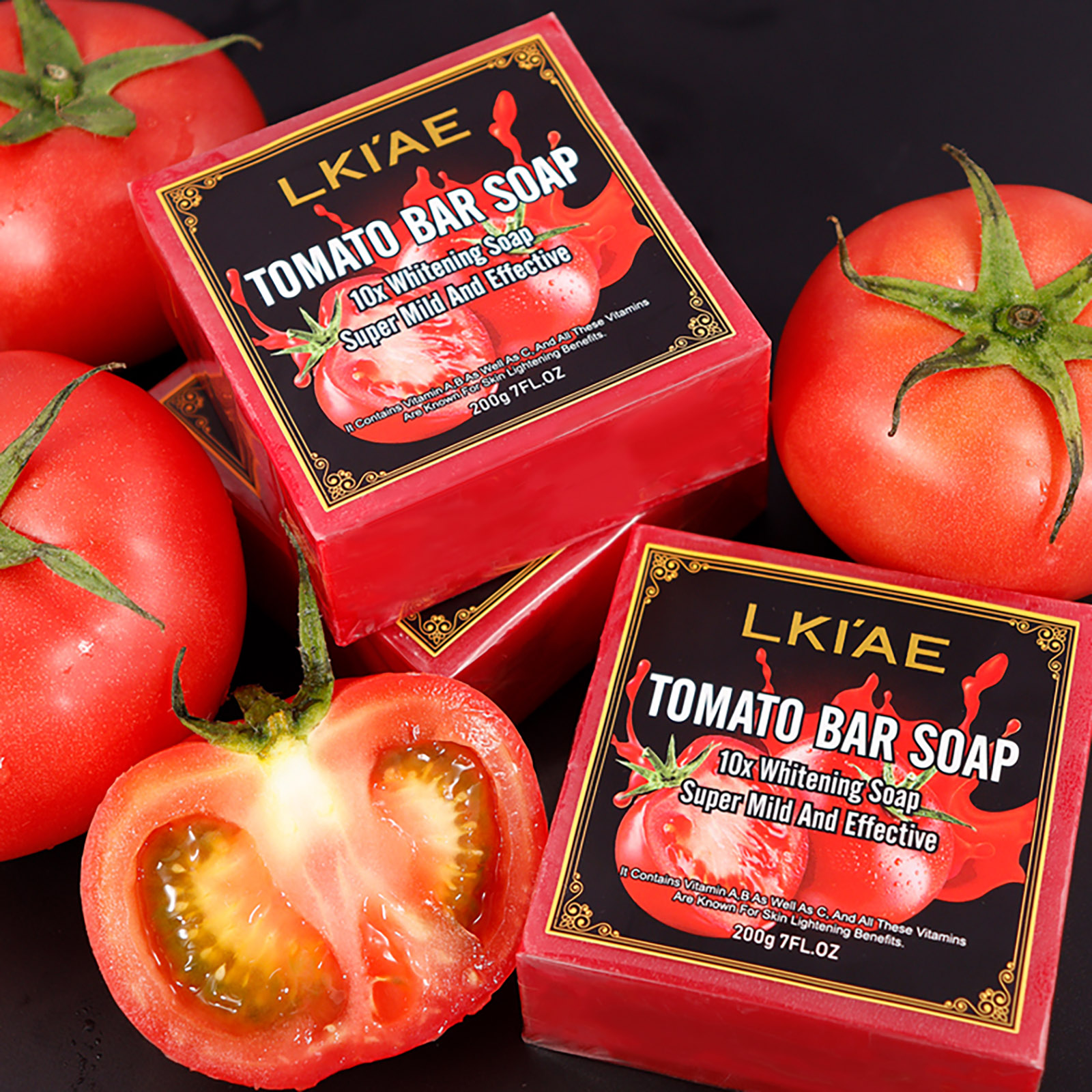 LKIAE merk tomaat fruit geurende handgemaakte natuurlijke reep, voor gezicht, lichaam, whitening, oliecontrole, verheldert, krimpen poriën, 200g