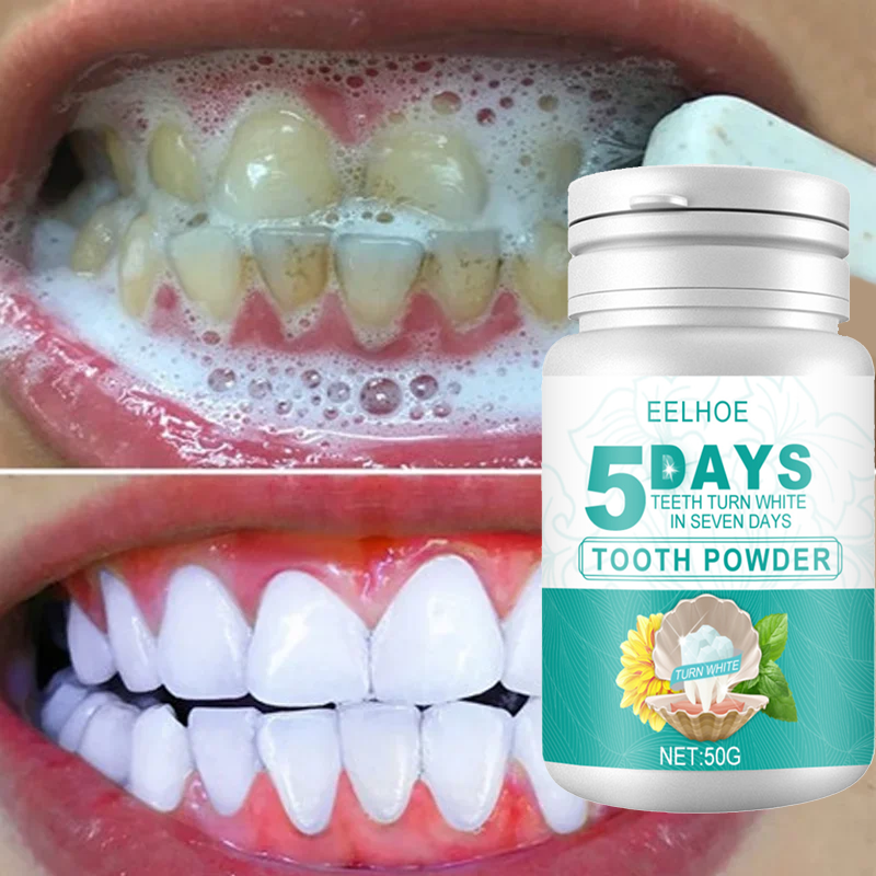 Pasta de dientes en polvo para blanquear los dientes, 5 días, elimina las manchas de placa, cálculo Dental, higiene bucal, limpieza, mal aliento fresco, cuidado de los dientes