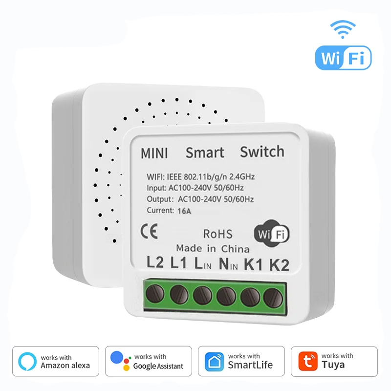 16A Mini Wifi DIY moduł włączników światła 2-kierunkowe sterowanie praca z Tuya Smart Life Alexa Alice Google Home