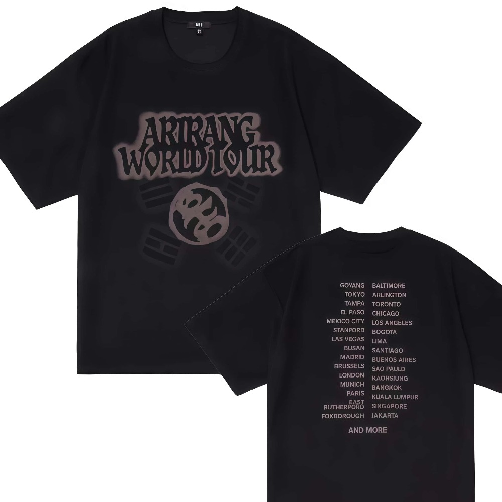 T-shirt Oversize con Grafica Fog del World Tour 2026 degli Arirang Boy Group, Stile Y2K, Unisex, Streetwear