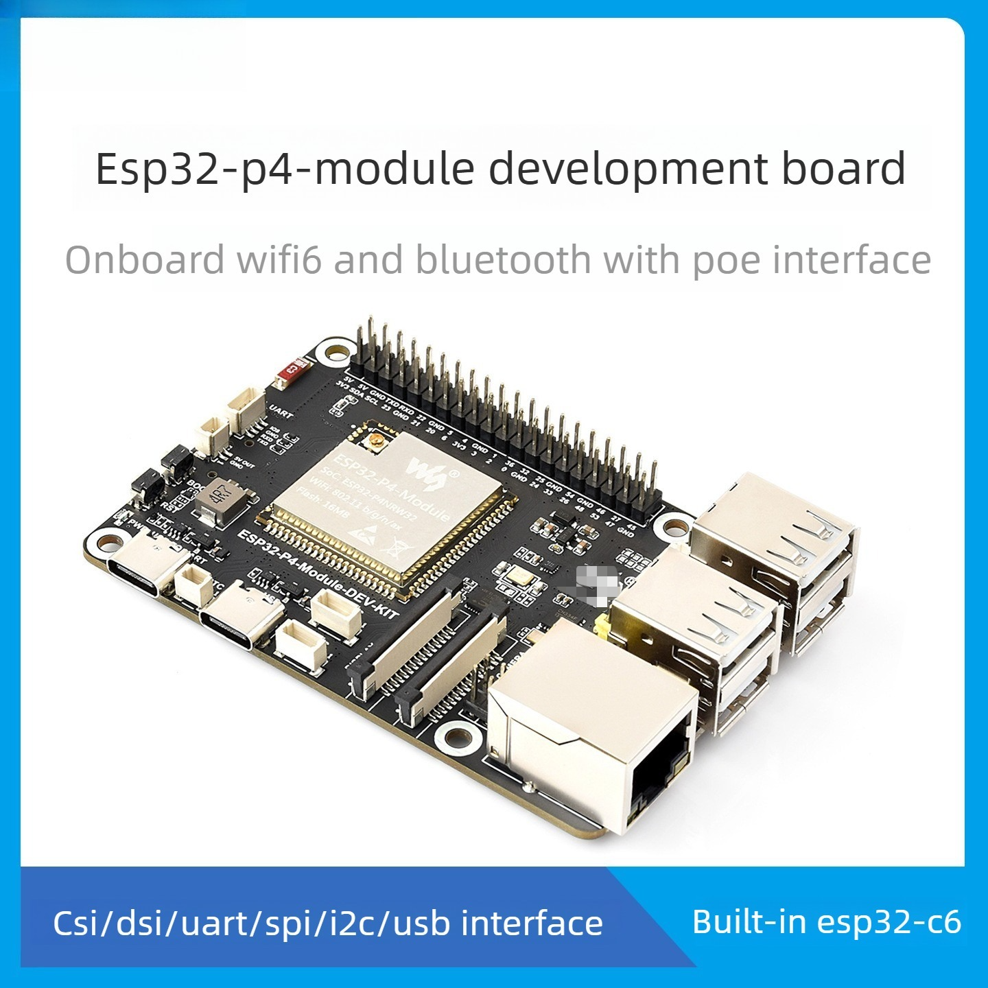 ESP32 P4-modulebord met DSI-displaycamera en RJ45 Ethernet voor IoT Edge Computing