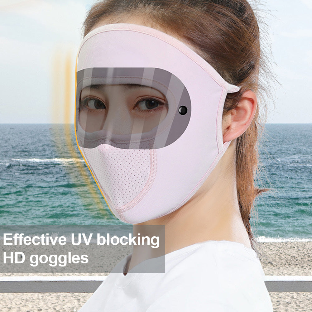 Máscara Protetor Solar Rosto Completo, Proteção UPF50 + UV, Lentes Duplas, Fresco Respirável, Fina Máscara De Seda De Gelo, Óculos Anti Luz Ao Ar Livre
