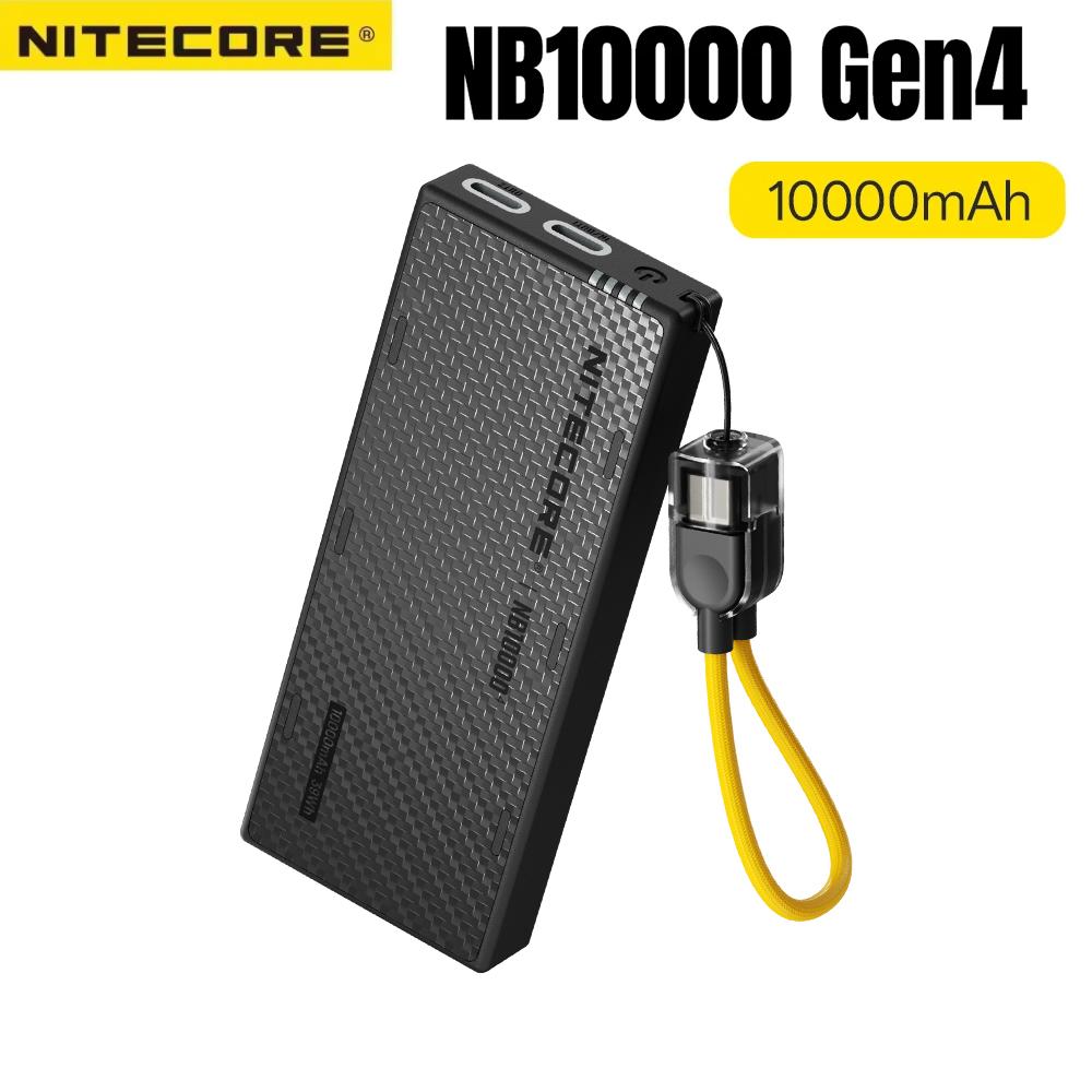 NITECORE NB10000 Gen4 Ultra Lightweight Carbon Fiber Power Bank 10000mAh Mobile Powerbank Dual USB-C 22.5W Fast Charge