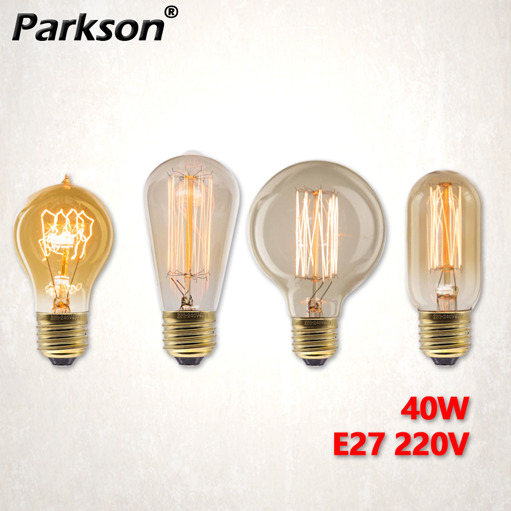 Edison電球e27 220v 40w st64 g80 t45 a19アンプルビンテージedison電球白熱電球室内装飾