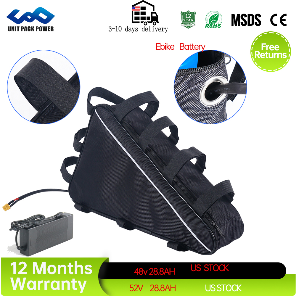 48V 28AH สามเหลี่ยมแบตเตอรี่ลิเธียม 18650 เซลล์ 36V 20AHBattery Pack กระเป๋าแบตเตอรี่ลิเธียมสําหรับ 36V 1500W ไฟฟ้าจักรยานแบตเตอรี่ Pack