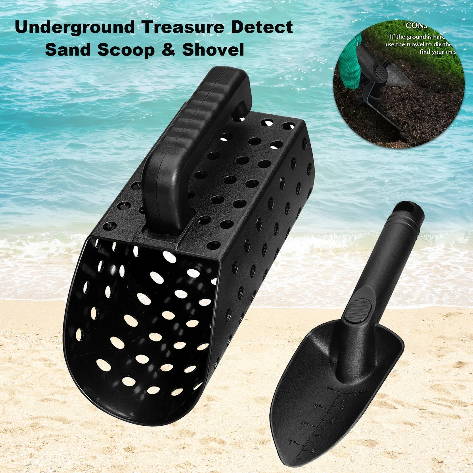 ABS Beach Gold Digging Filter Tool Sand Scoop and Shovel Digging Tool Metal Detector Sand Scoop Shovel Set for Kids Adults