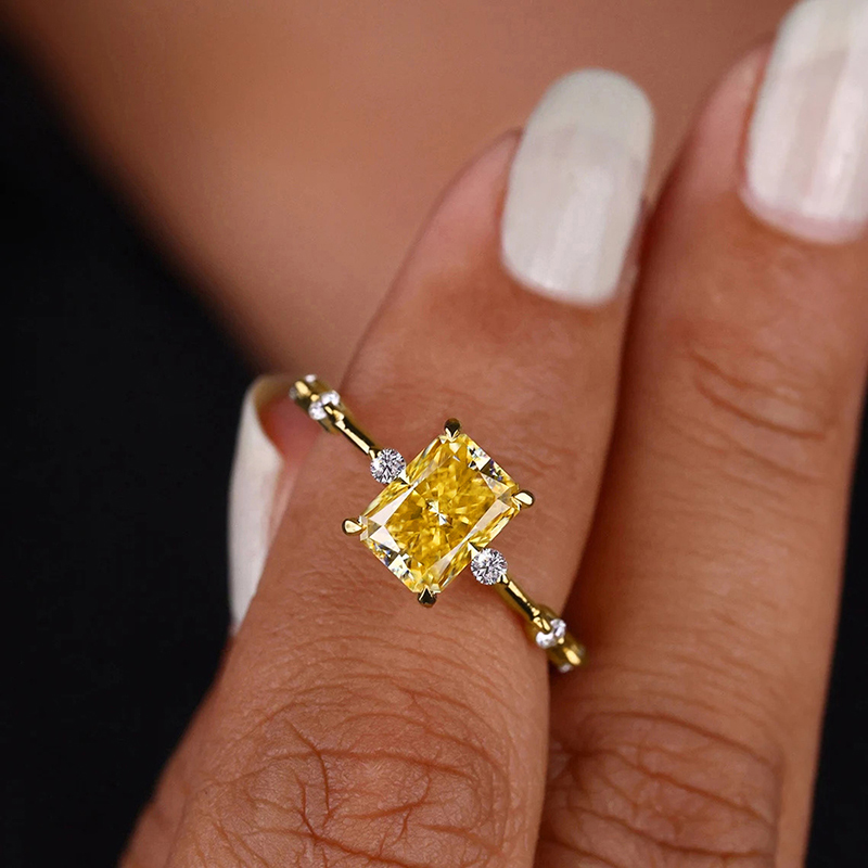 Huitan minimalista amarelo zircônia cúbica feminino anéis temperamento elegante noivado festa de casamento acessórios nova moda jóias