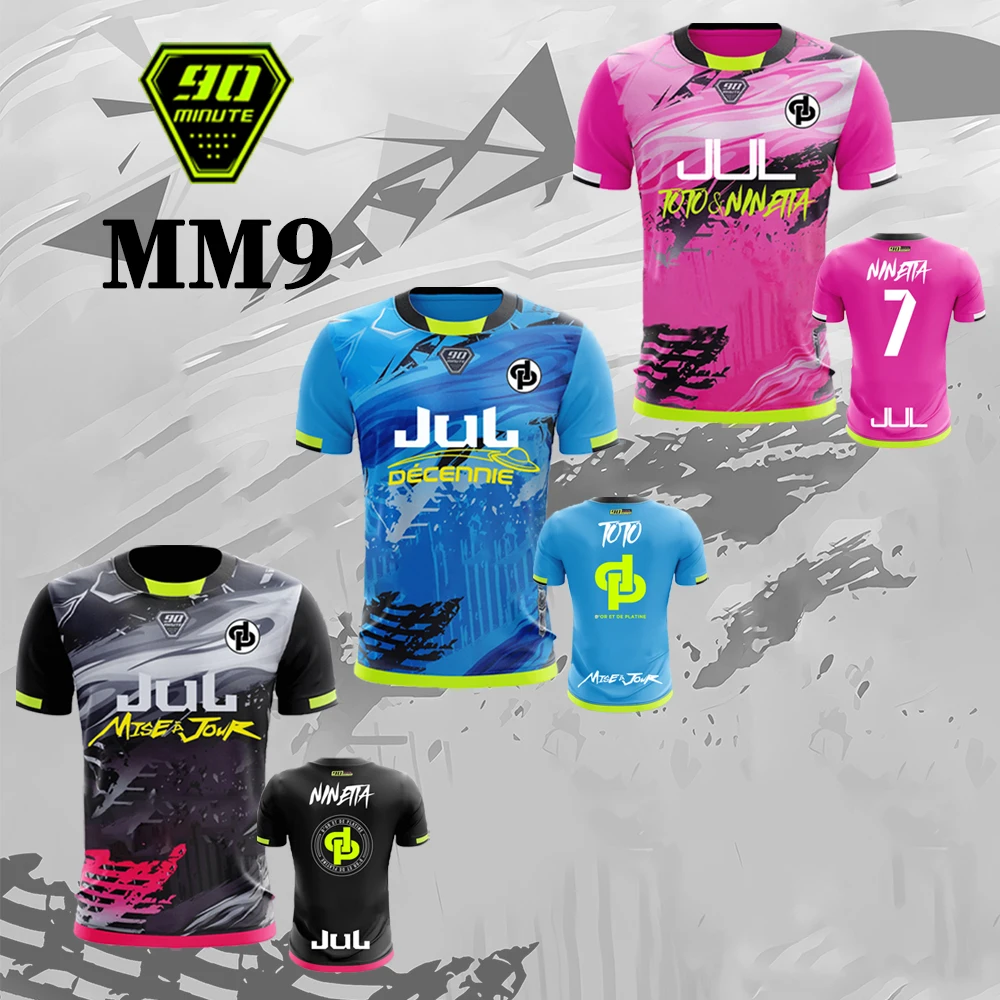 MM9 JUL 90 minutos serie 3D deporte de secado rápido transpirable hombres camiseta fútbol Jersey equipo entrenamiento carreras padre-niño manga corta