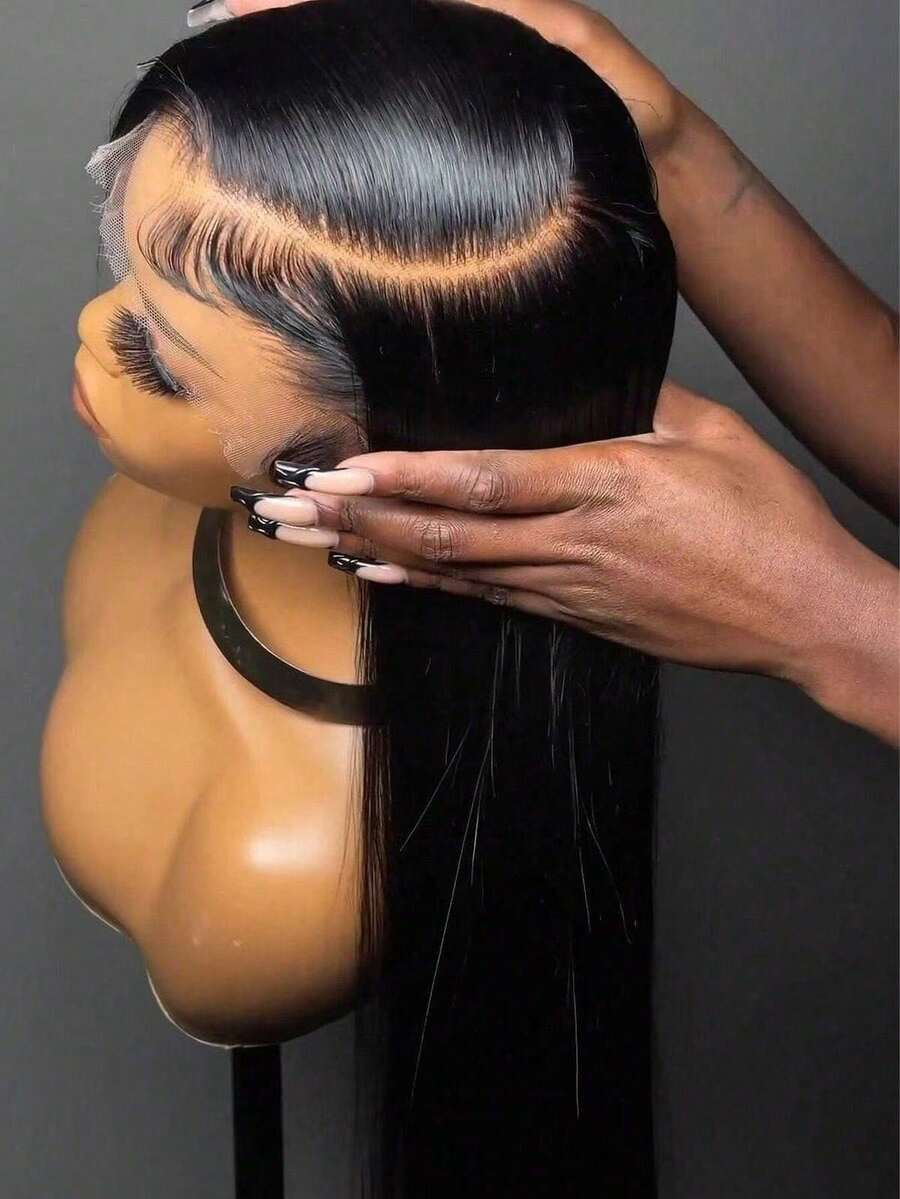 Peruka typu lace front 13x6, prosta, z włosów naturalnych, o gęstości 180%, peruka frontalna z transparentną koronką HD, peruka bezklejowa 5x5 z baby hair.
