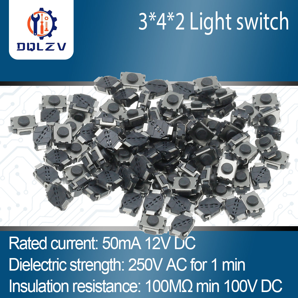SMD 2 ขา 3X4 มิลลิเมตร Tactile Tact Push ปุ่มสวิทช์ Momentary 3*4*2 มิลลิเมตร Micro ปุ่ม