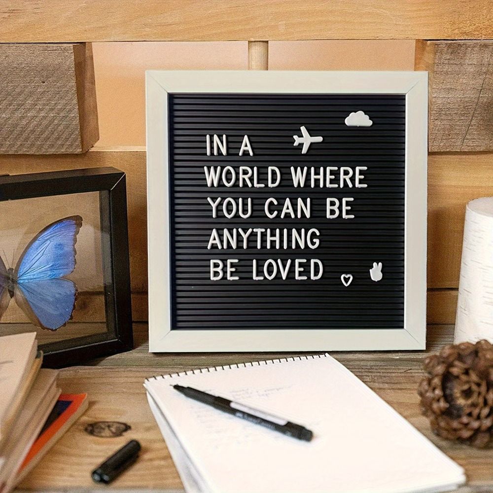 Tablero de mensajes de letras de madera Simple de 10x10 pulgadas, tablero de letras de fieltro DlY, símbolos cambiables, pizarra, decoraciones para el hogar
