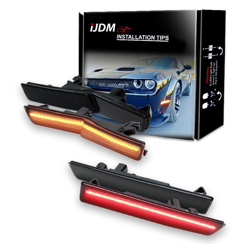 4 Uds lámpara de coche para 2015-2022 Dodge Challenger SRT Hellcat luces de posición laterales delanteras y traseras de cuerpo ancho, luces de estacionamiento de señal de giro