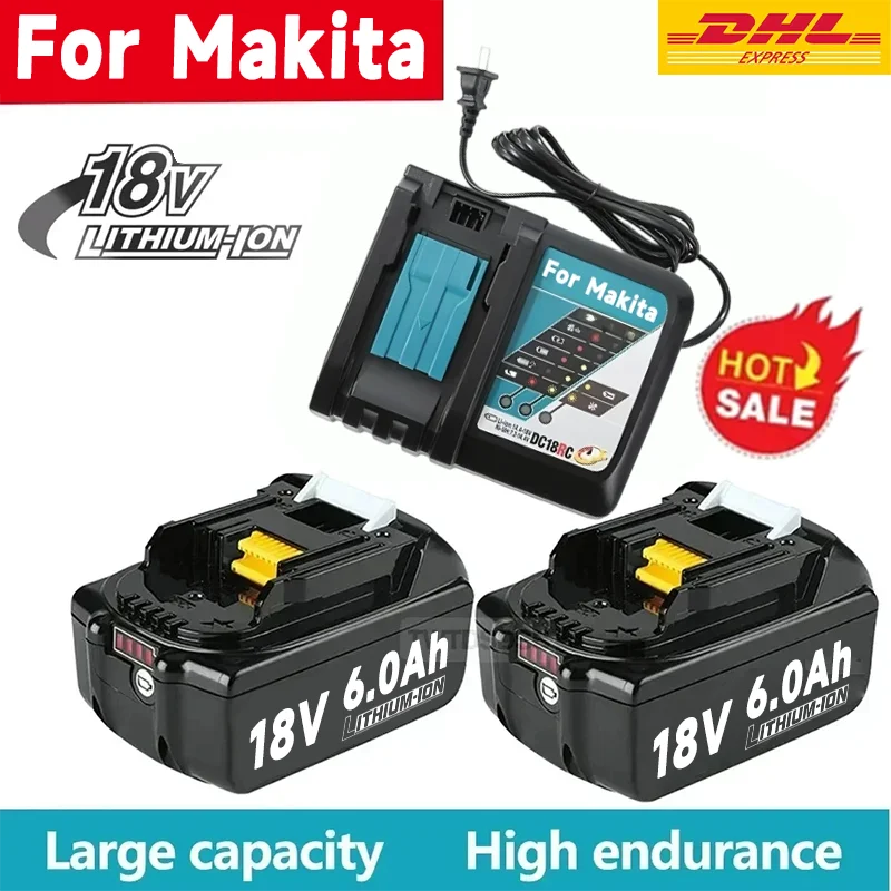 Für Makita 18V LXT400 Wiederaufladbare Batterie 6,0Ah BL1850B BL1860 BL1830 BL1815 BL1840 Kompatibel mit Makita 18V Werkzeugen und Bohrmaschinen