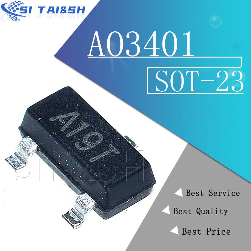 Si Tai&SH 100PCS AO3401 SOT23 A19T SOT-23 P-Channel MOSFET TRANSISTOR sistema de dados