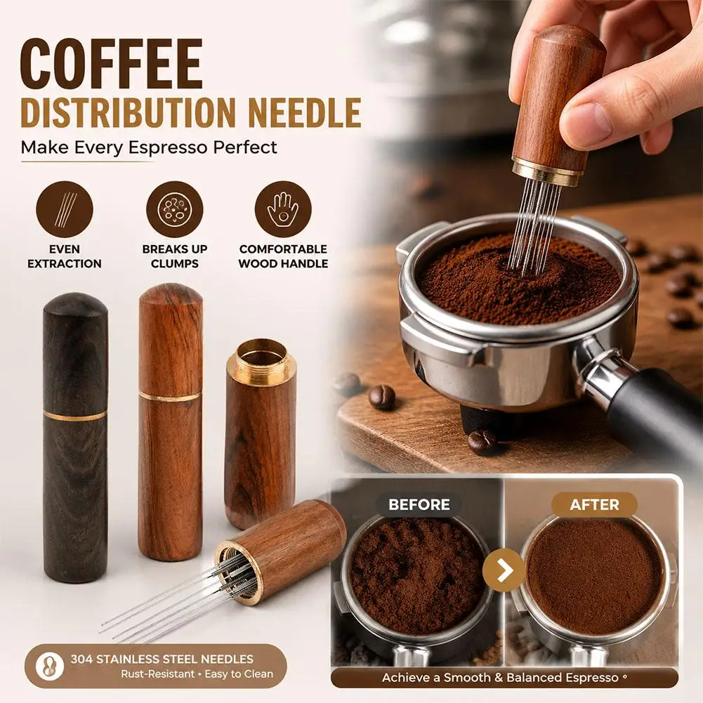 Distribuidor de Agujas de Acero Inoxidable para Café, Tamper, Mezclador de Espresso, Dispensador, Nivelador, Herramientas WDT, Agitadores de Café, Accesorios para Baristas