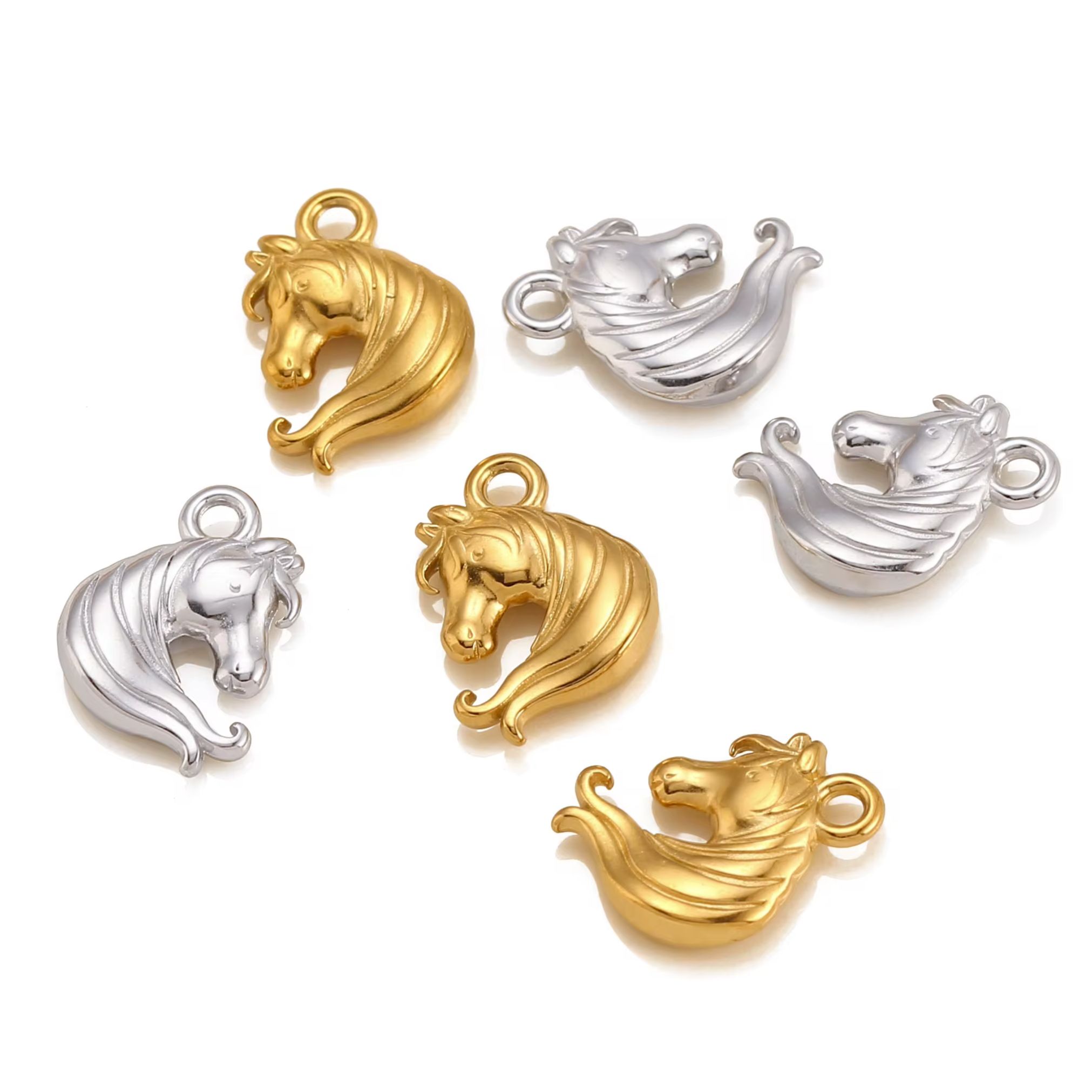 จี้โพนี่น่ารัก3ชิ้น/ล็อตสแตนเลสหัวม้าอุปกรณ์เสริมเสน่ห์ต่างหู DIY สร้อยข้อมือสร้อยคอเครื่องประดับทำ