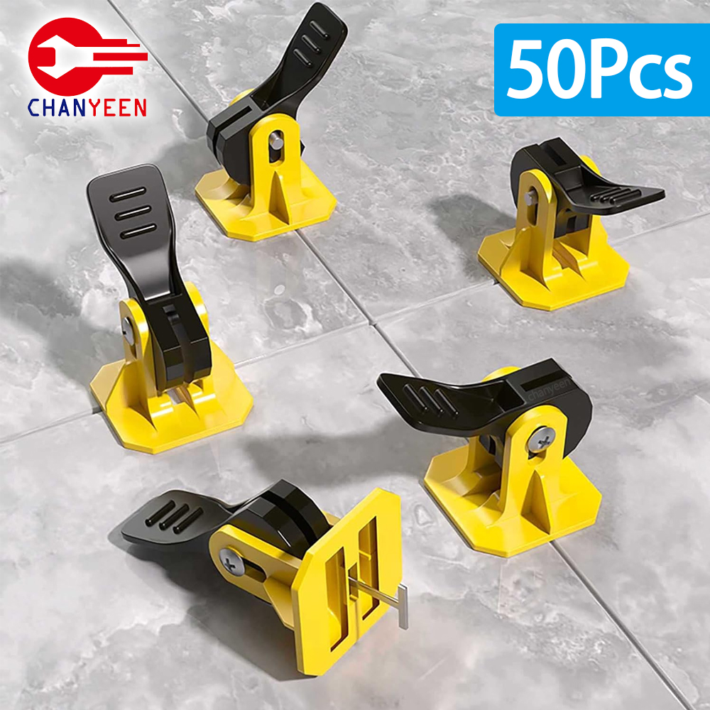50-teiliges Nivelliersystem-Clips für Bodenfliesen, Nivellierer-Einsteller-Set für die Fliesenverlegung, Befestigung von flachen Keramikwänden, Bauwerkzeugen