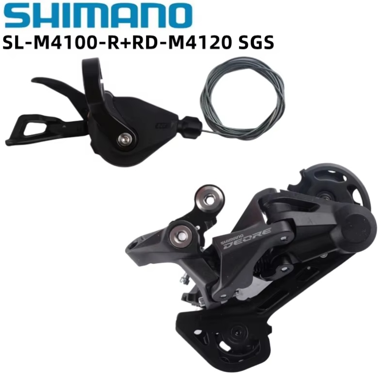 Shimano Deore M4100 Derailleur belakang sepeda, Set komponen pit gunung Mini 2x1 0v/11v RD-M4120 M5120 sangkar panjang untuk Pit Gunung 10s