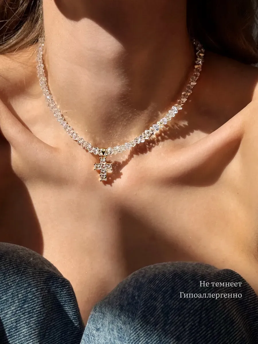 Cadena de cristal transparente barroco exagerada de diseño con colgante de Cruz de circón Sexy para mujer, regalo Praty de boda