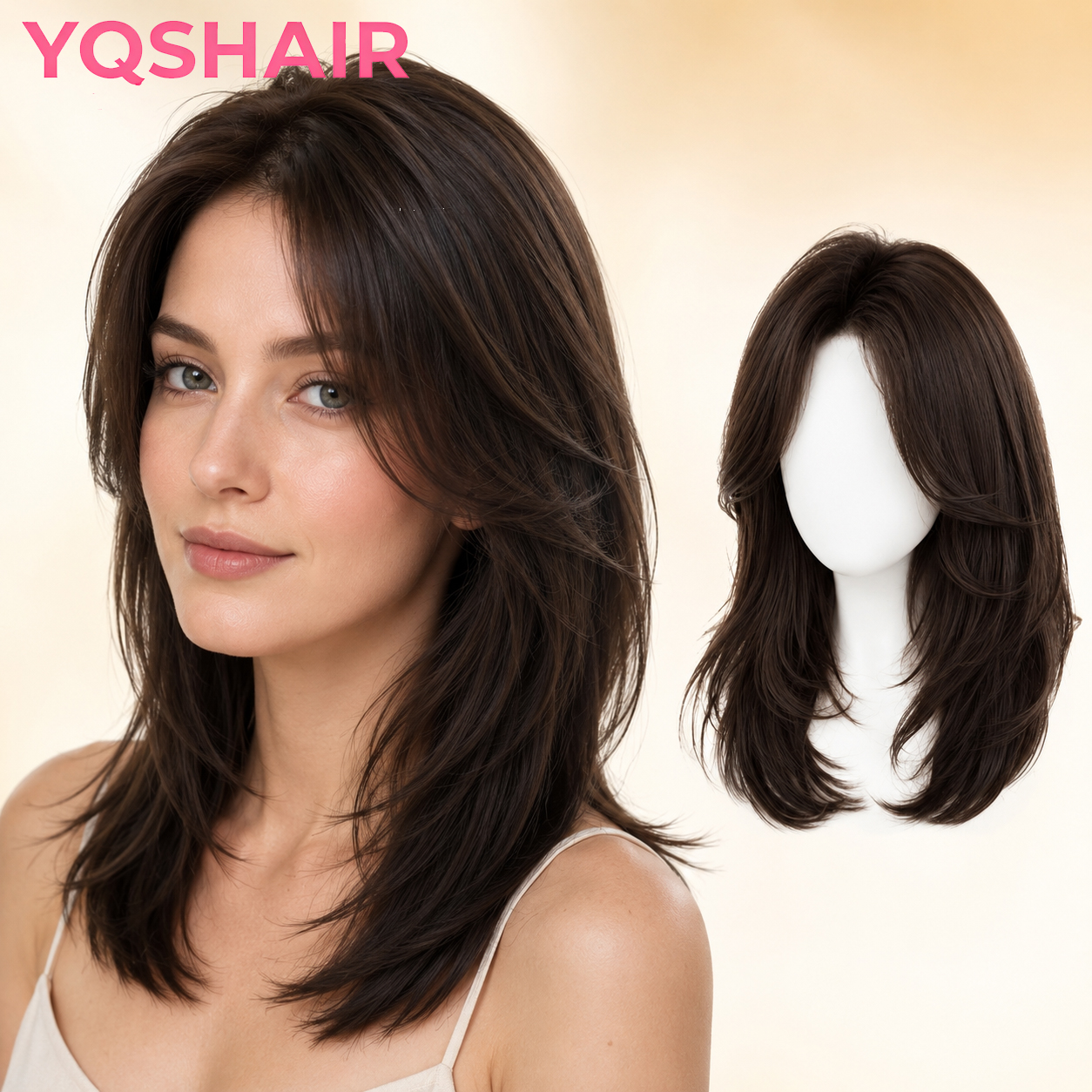 Peluca de cabello humano superior de seda, peluca con flequillo recto Natural de 6 "x 6", peluca sin pegamento de cabello humano europeo para mujeres, red elástica suave y transpirable