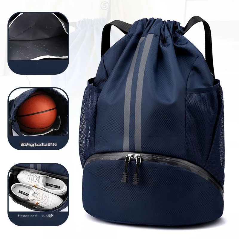 Bolsa de baloncesto, fútbol o natación, separación en seco y húmedo, bolsa de almacenamiento para traje de baño, mochila deportiva, entrenamiento y fitness con cordón