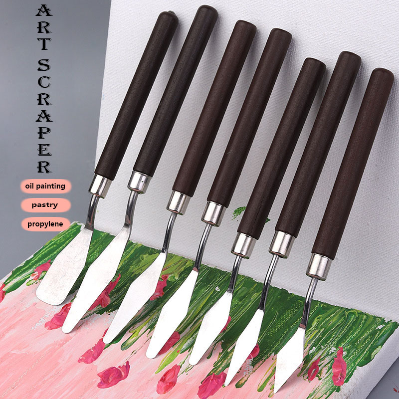Faca de pintura a óleo de aço inoxidável, espátula de artista, ferramentas de arte, papelaria, suprimentos de cozimento de bolo, desenho, fofo, 1, 3, 5, 7 peças