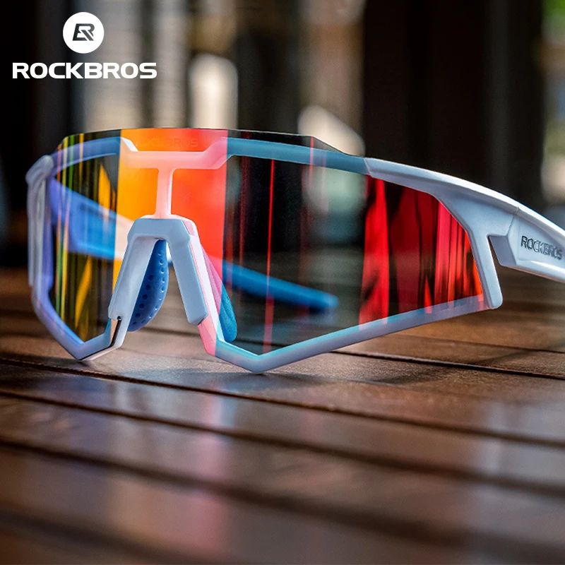 ROCKBROS kacamata bersepeda pria, lensa mata polarisasi photoromik untuk bersepeda MTB jalanan