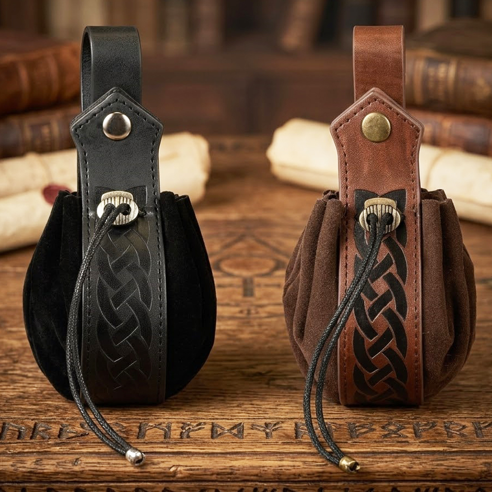 Mittelalterliche Wikinger-Gürteltasche Retro Kordelzugbeutel Münzbeutel Tragbare Geldbörse für Renaissance-Messen LARP Cosplay Party